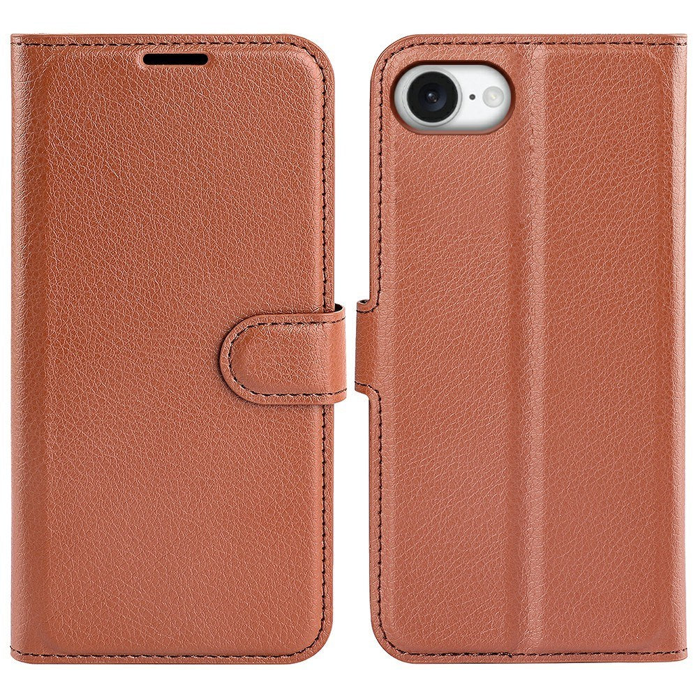 EIDERWOOD iPhone 17e / 16e Kunstlæder Flip Cover m. Kortholder & Ståfunktion - Brun