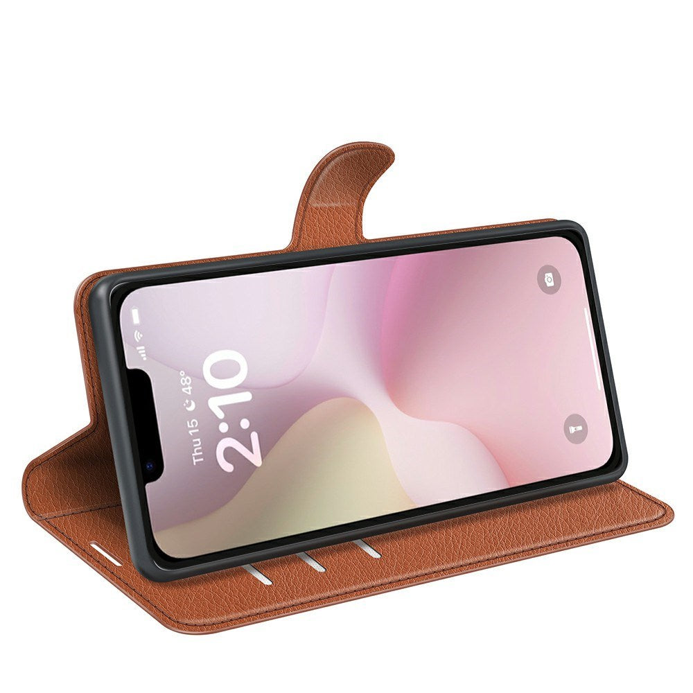EIDERWOOD iPhone 17e / 16e Kunstlæder Flip Cover m. Kortholder & Ståfunktion - Brun