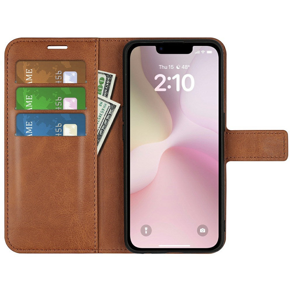 EIDERWOOD iPhone 17e / 16e Kunstlæder Flip Cover - Lysebrun