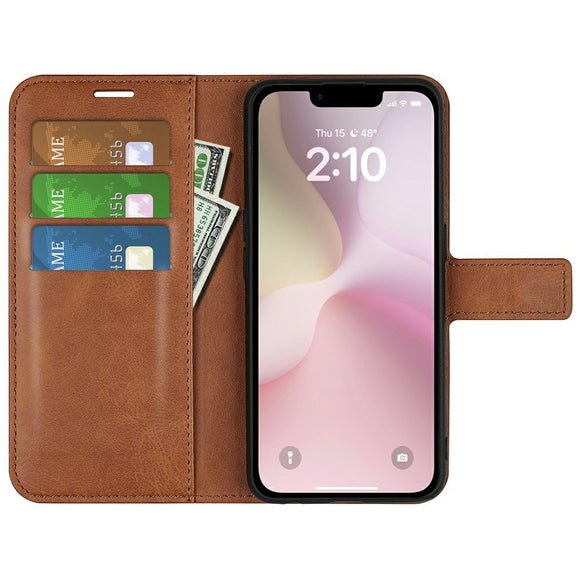 EIDERWOOD iPhone 17e / 16e Kunstlæder Flip Cover - Lysebrun