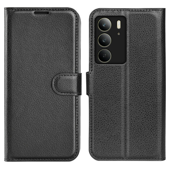 EIDERWOOD Realme C75 Kunstlæder Flip Cover m. Kortholder & Ståfunktion - Sort