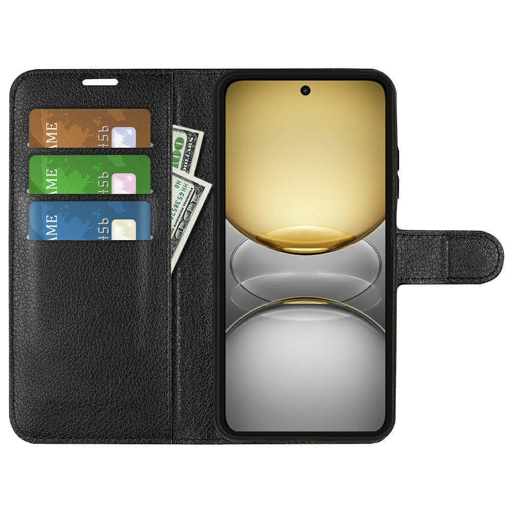 EIDERWOOD Realme C75 Kunstlæder Flip Cover m. Kortholder & Ståfunktion - Sort
