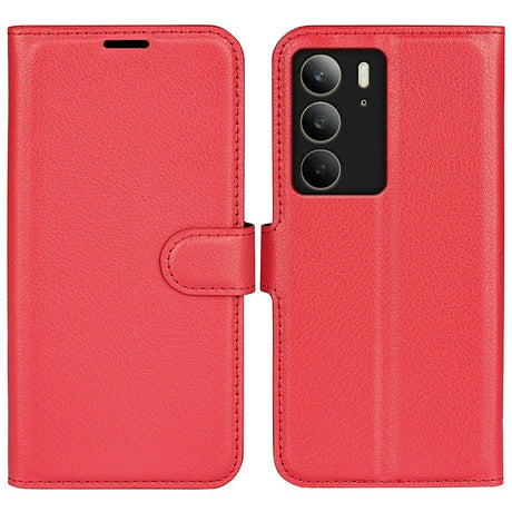 EIDERWOOD Realme C75 Kunstlæder Flip Cover m. Kortholder & Ståfunktion - Rød