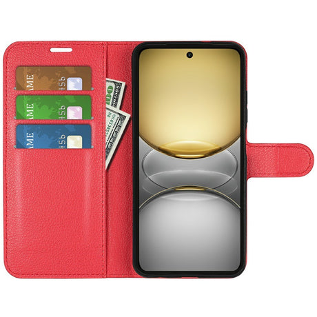 EIDERWOOD Realme C75 Kunstlæder Flip Cover m. Kortholder & Ståfunktion - Rød