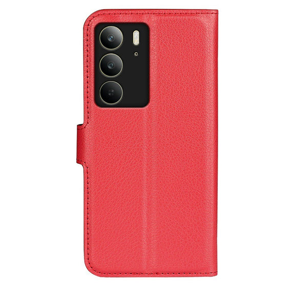 EIDERWOOD Realme C75 Kunstlæder Flip Cover m. Kortholder & Ståfunktion - Rød