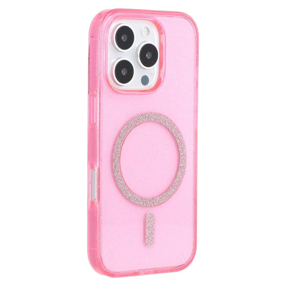 EIDERWOOD iPhone 16 Pro Plastik Glitter Cover - MagSafe Kompatibel - Lyserød