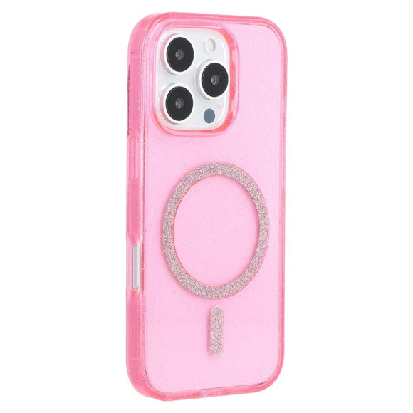 EIDERWOOD iPhone 16 Pro Plastik Glitter Cover - MagSafe Kompatibel - Lyserød