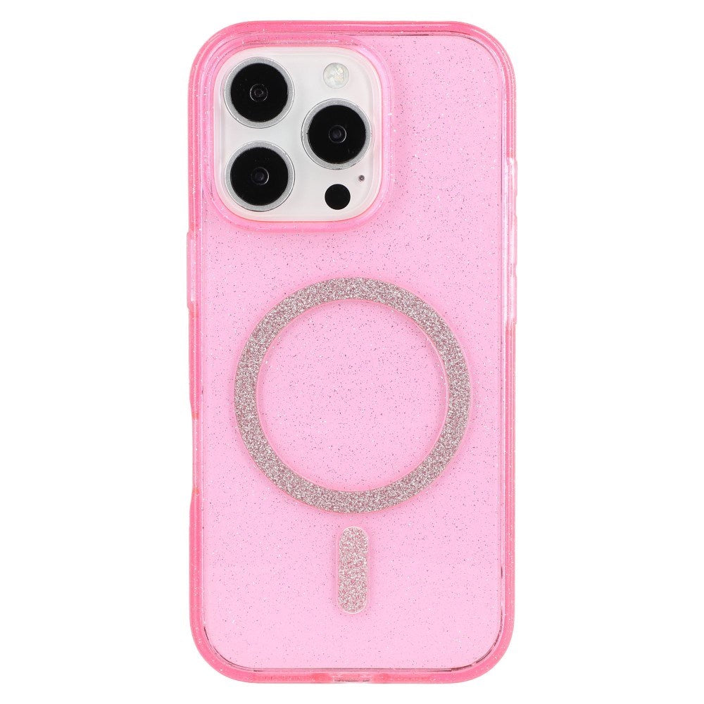 EIDERWOOD iPhone 16 Pro Plastik Glitter Cover - MagSafe Kompatibel - Lyserød