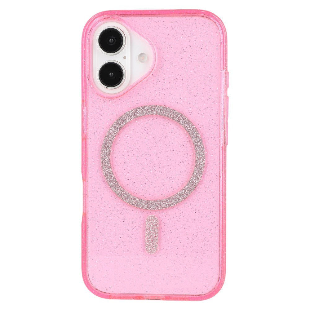 EIDERWOOD iPhone 16 Plus Plastik Glitter Cover - MagSafe Kompatibel - Lyserød