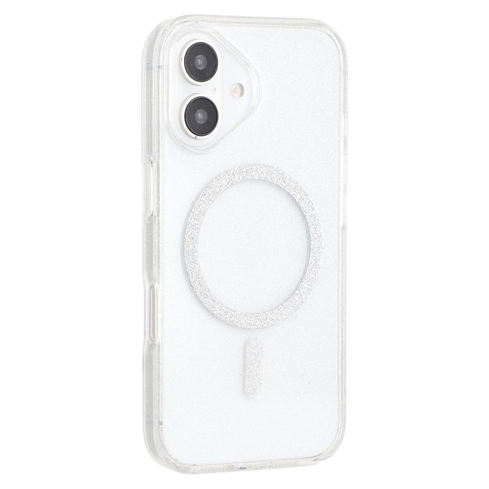 EIDERWOOD iPhone 16 Plastik Glitter Cover - MagSafe Kompatibel - Gennemsigtig