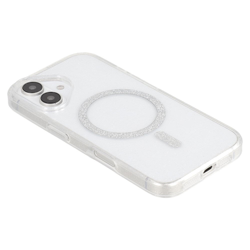 EIDERWOOD iPhone 16 Plastik Glitter Cover - MagSafe Kompatibel - Gennemsigtig