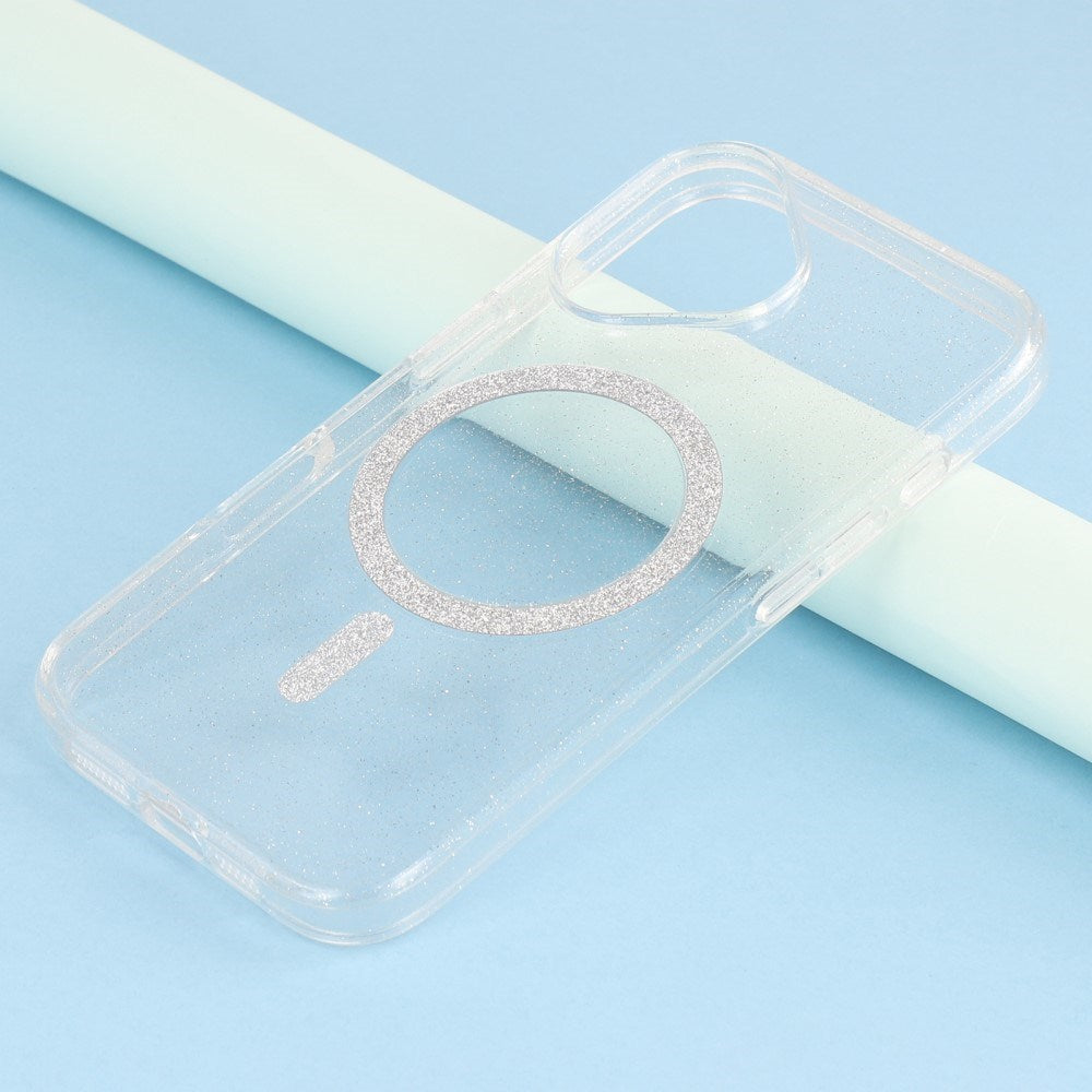 EIDERWOOD iPhone 16 Plastik Glitter Cover - MagSafe Kompatibel - Gennemsigtig