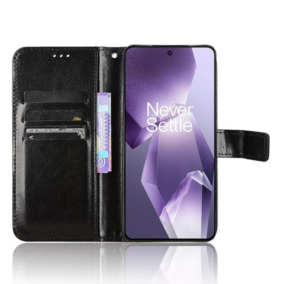 EIDERWOOD OnePlus 13R 5G Lædertekstur Flipcover - Sort