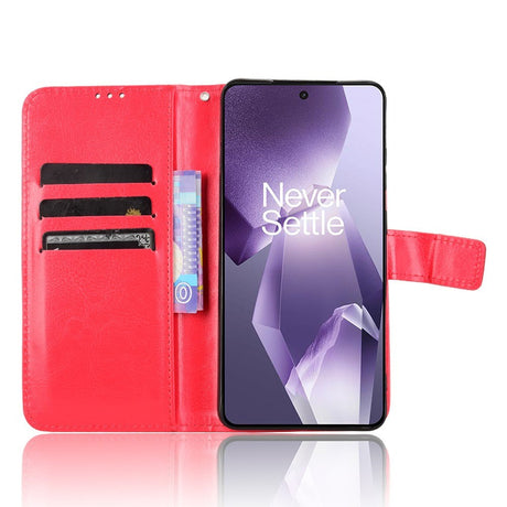 EIDERWOOD OnePlus 13R 5G Lædertekstur Flipcover - Rød