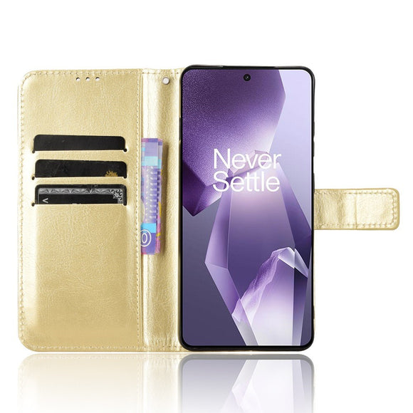 EIDERWOOD OnePlus 13R 5G Lædertekstur Flipcover - Guld
