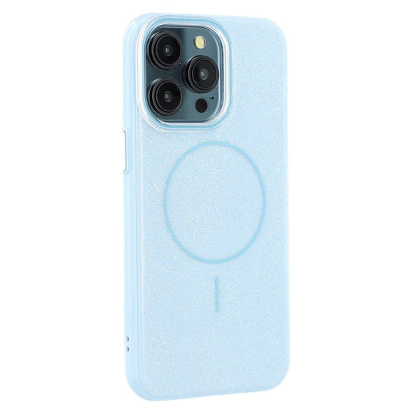 EIDERWOOD iPhone 15 Pro Plastik Glitter Cover - MagSafe Kompatibel - Blå