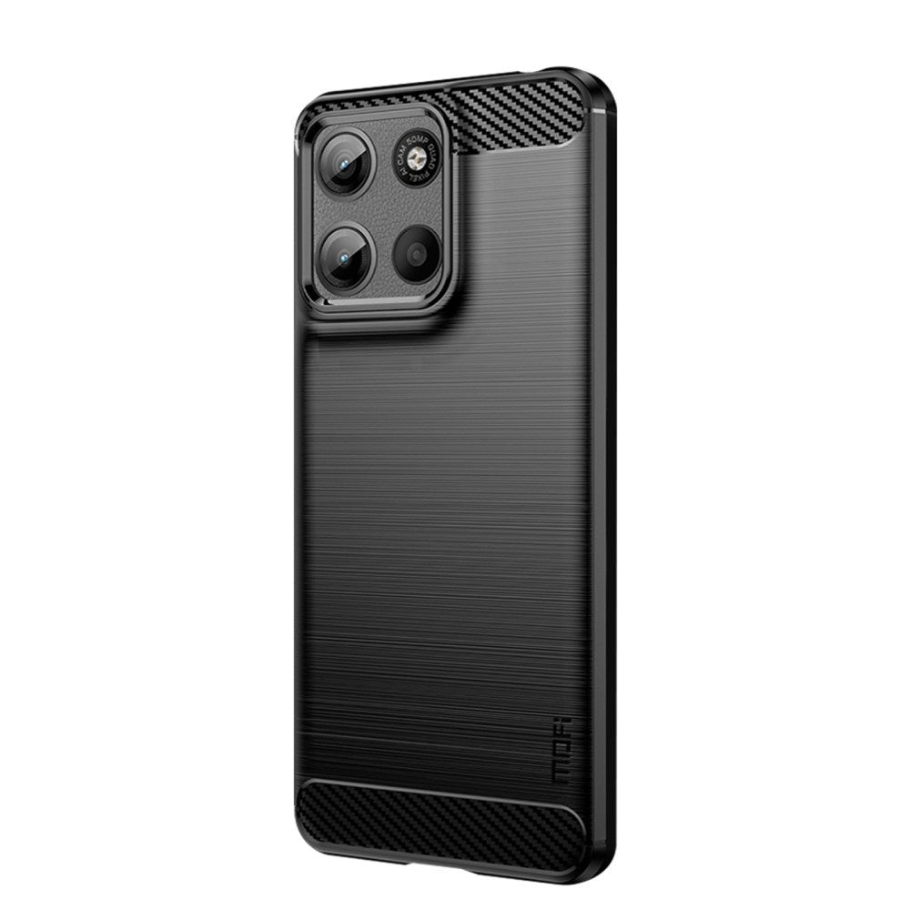 Motorola Moto G17 Power / G17 / G15 MOFI Brushed Carbon Fiber Fleksibelt Plastik Cover - Sort