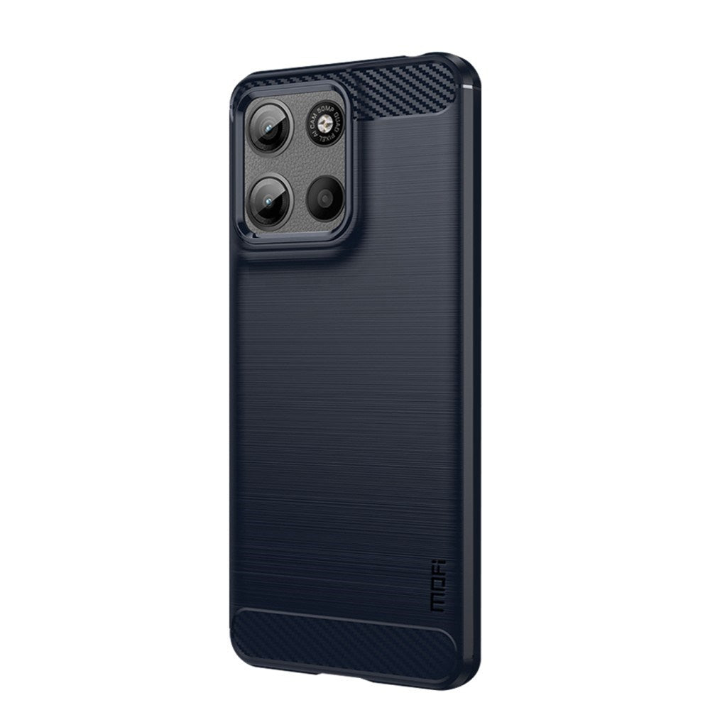 Motorola Moto G17 Power / G17 / G15 MOFI Brushed Carbon Fiber Fleksibelt Plastik Cover - Blå