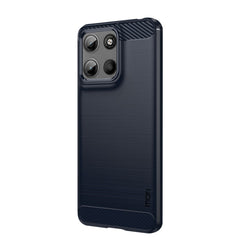 Motorola Moto G15 MOFI Brushed Carbon Fiber Fleksibelt Plastik Cover - Blå