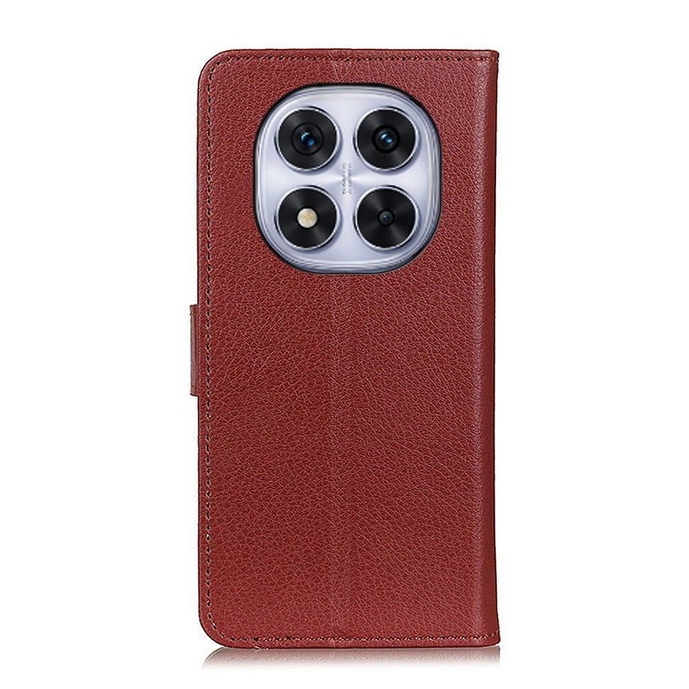 EIDERWOOD Xiaomi Redmi Note 14 Pro (5G) / Poco X7 Litchi Kunstlæder Cover m. Pung & Ståfunktion - Brun
