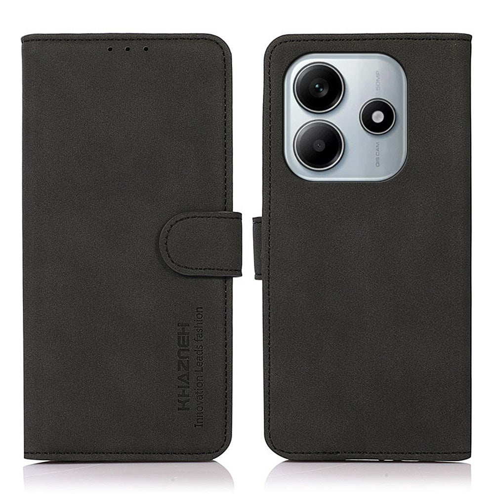 Xiaomi Redmi Note 14 (5G) KHAZNEH Kunstlæder Flip Cover m. Kortholder & Ståfunktion - Sort