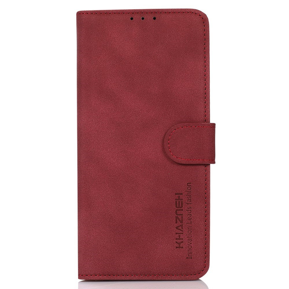 Xiaomi Redmi Note 14 (5G) KHAZNEH Kunstlæder Flip Cover m. Kortholder & Ståfunktion - Rød