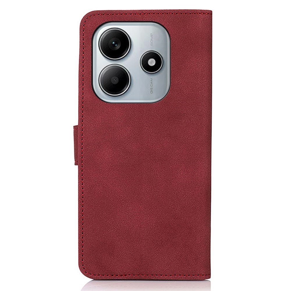 Xiaomi Redmi Note 14 (5G) KHAZNEH Kunstlæder Flip Cover m. Kortholder & Ståfunktion - Rød