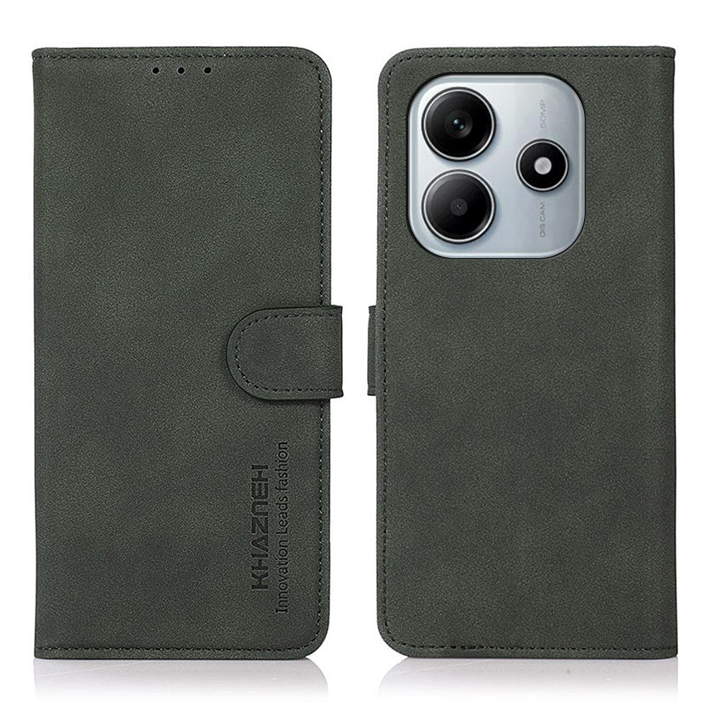 Xiaomi Redmi Note 14 (5G) KHAZNEH Kunstlæder Flip Cover m. Kortholder & Ståfunktion - Grøn