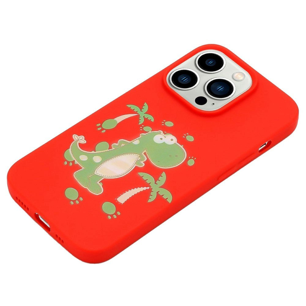 iPhone 14 Pro Fleksibelt Bagside Cover m. Motiv - Dinosaur