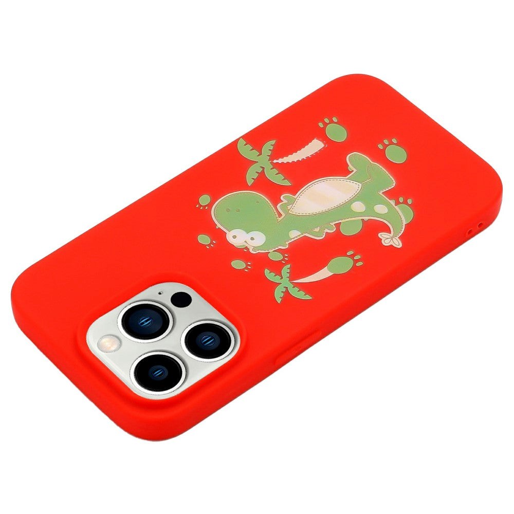 iPhone 14 Pro Fleksibelt Bagside Cover m. Motiv - Dinosaur