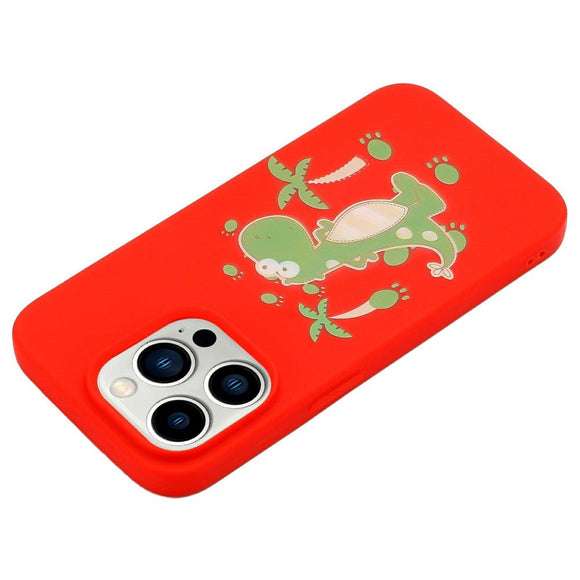 iPhone 14 Pro Fleksibelt Bagside Cover m. Motiv - Dinosaur