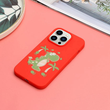 iPhone 14 Pro Fleksibelt Bagside Cover m. Motiv - Dinosaur