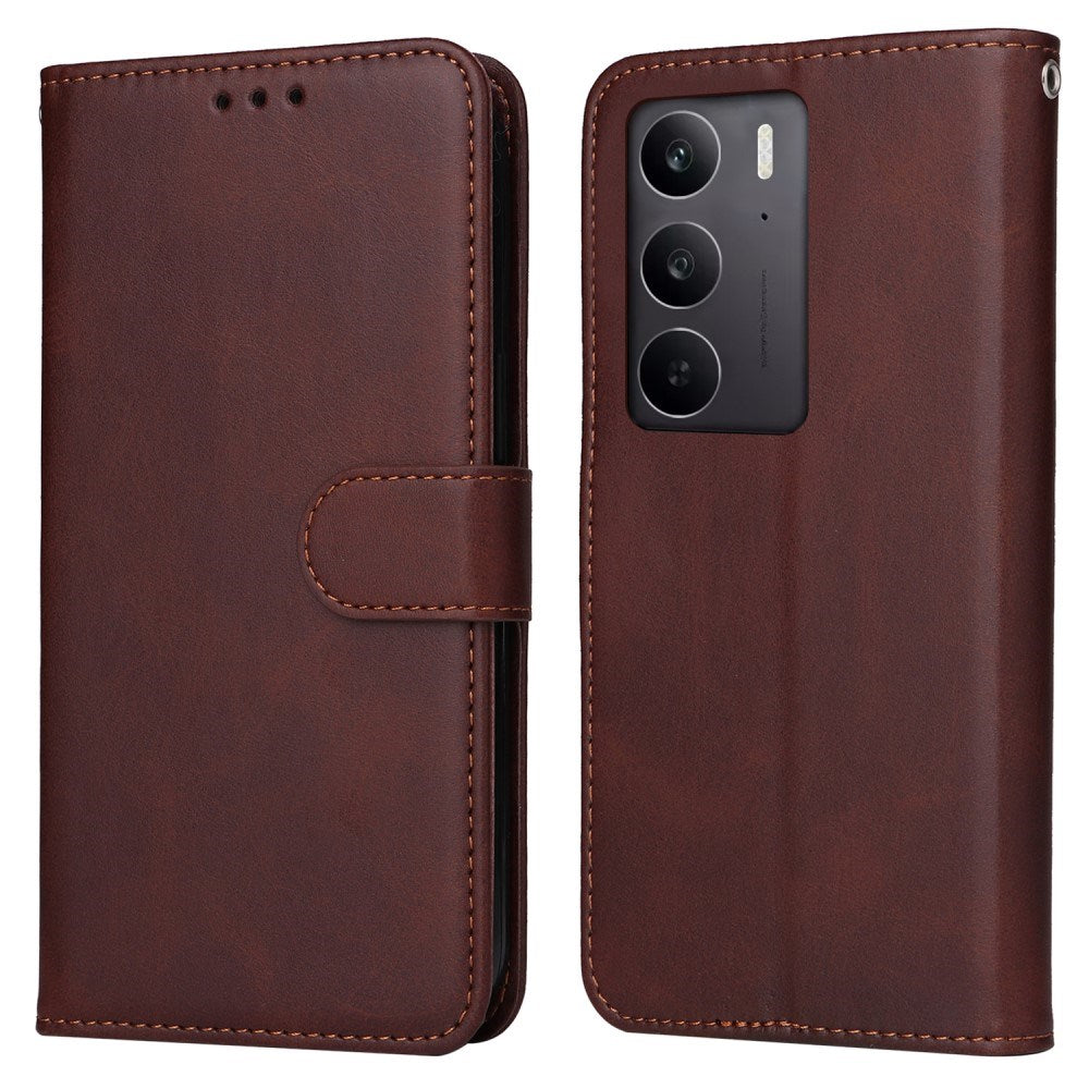 EIDERWOOD Realme 14X (5G) / C75 Kunstlæder Flip Cover m. Strop - Brun