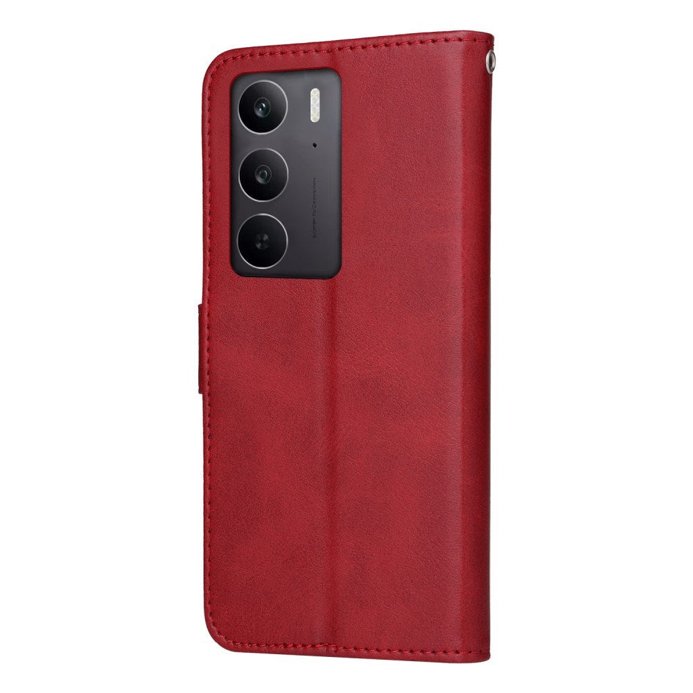 EIDERWOOD Realme 14X (5G) / C75 Kunstlæder Flip Cover m. Strop - Rød