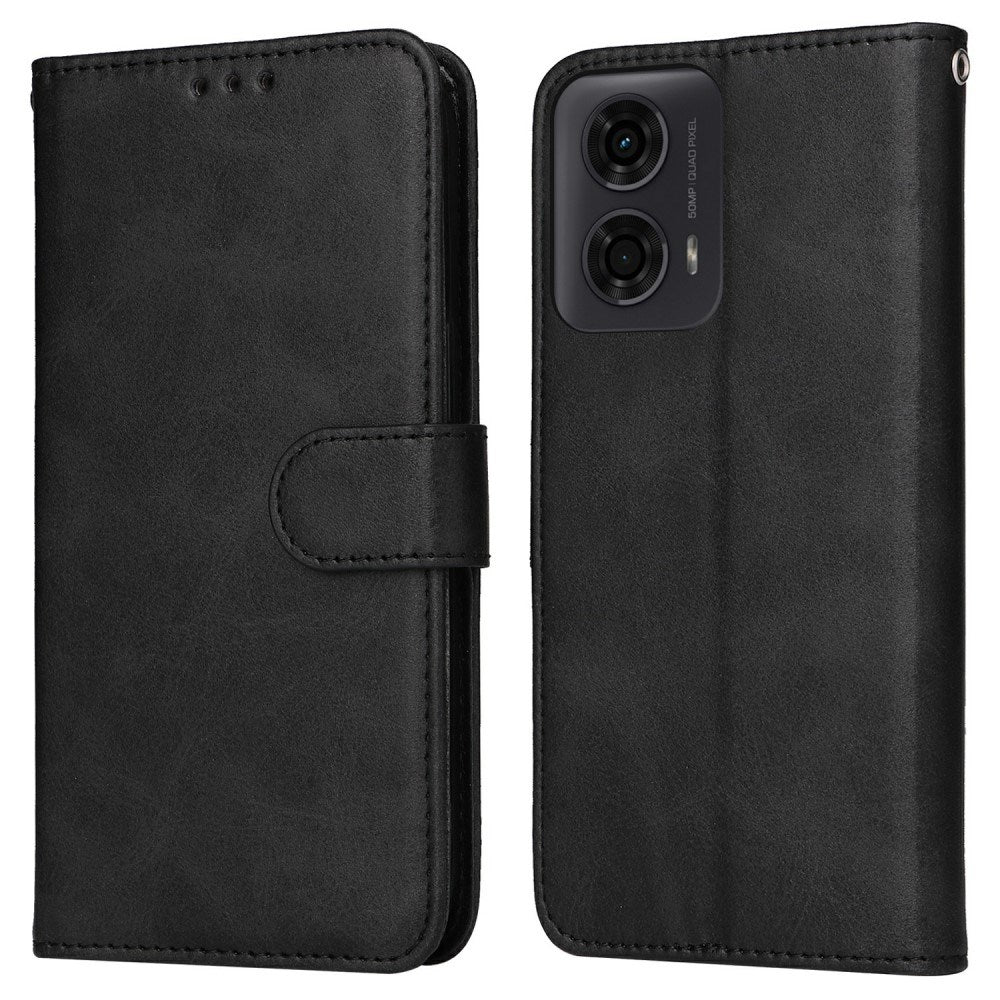 EIDERWOOD Motorola Moto E14 (4G) / G04 (4G) / G04s (4G) / G24 (4G) Kunstlæder Flip Cover m. Strop - Sort