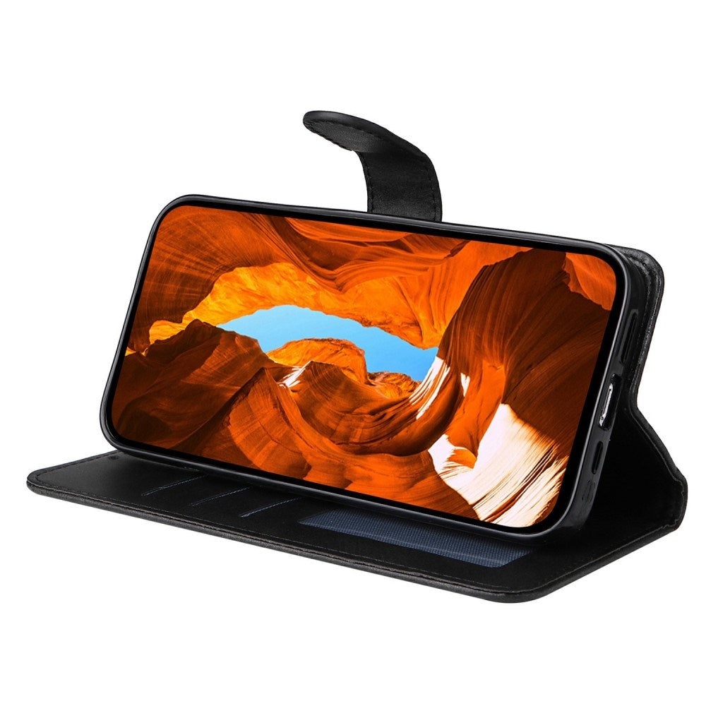 EIDERWOOD Motorola Moto E14 (4G) / G04 (4G) / G04s (4G) / G24 (4G) Kunstlæder Flip Cover m. Strop - Sort