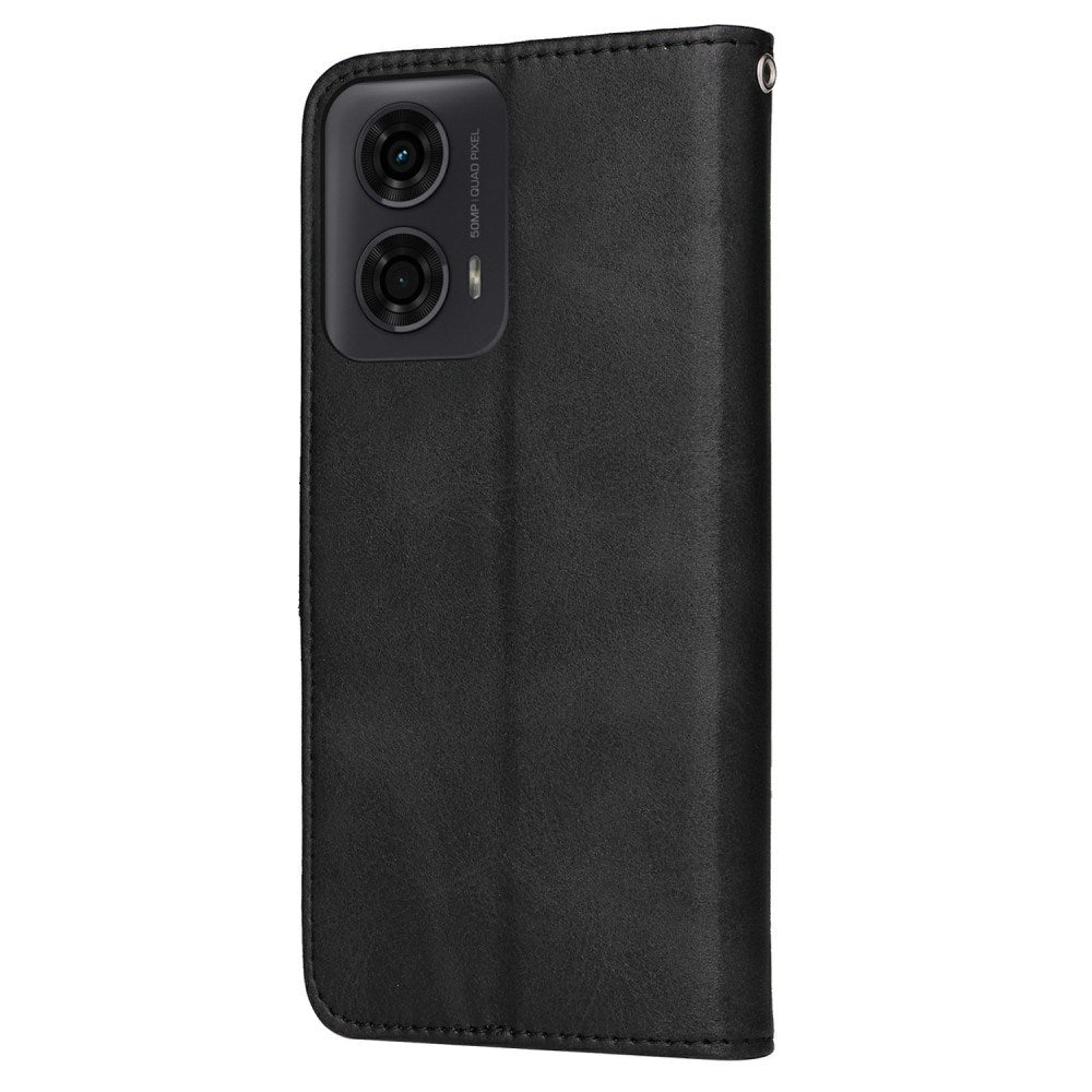 EIDERWOOD Motorola Moto E14 (4G) / G04 (4G) / G04s (4G) / G24 (4G) Kunstlæder Flip Cover m. Strop - Sort