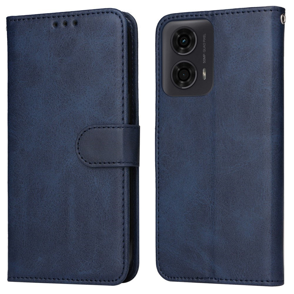 EIDERWOOD Motorola Moto E14 (4G) / G04 (4G) / G04s (4G) / G24 (4G) Kunstlæder Flip Cover m. Strop - Blå