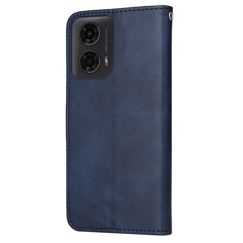 EIDERWOOD Motorola Moto E14 (4G) / G04 (4G) / G04s (4G) / G24 (4G) Kunstlæder Flip Cover m. Strop - Blå