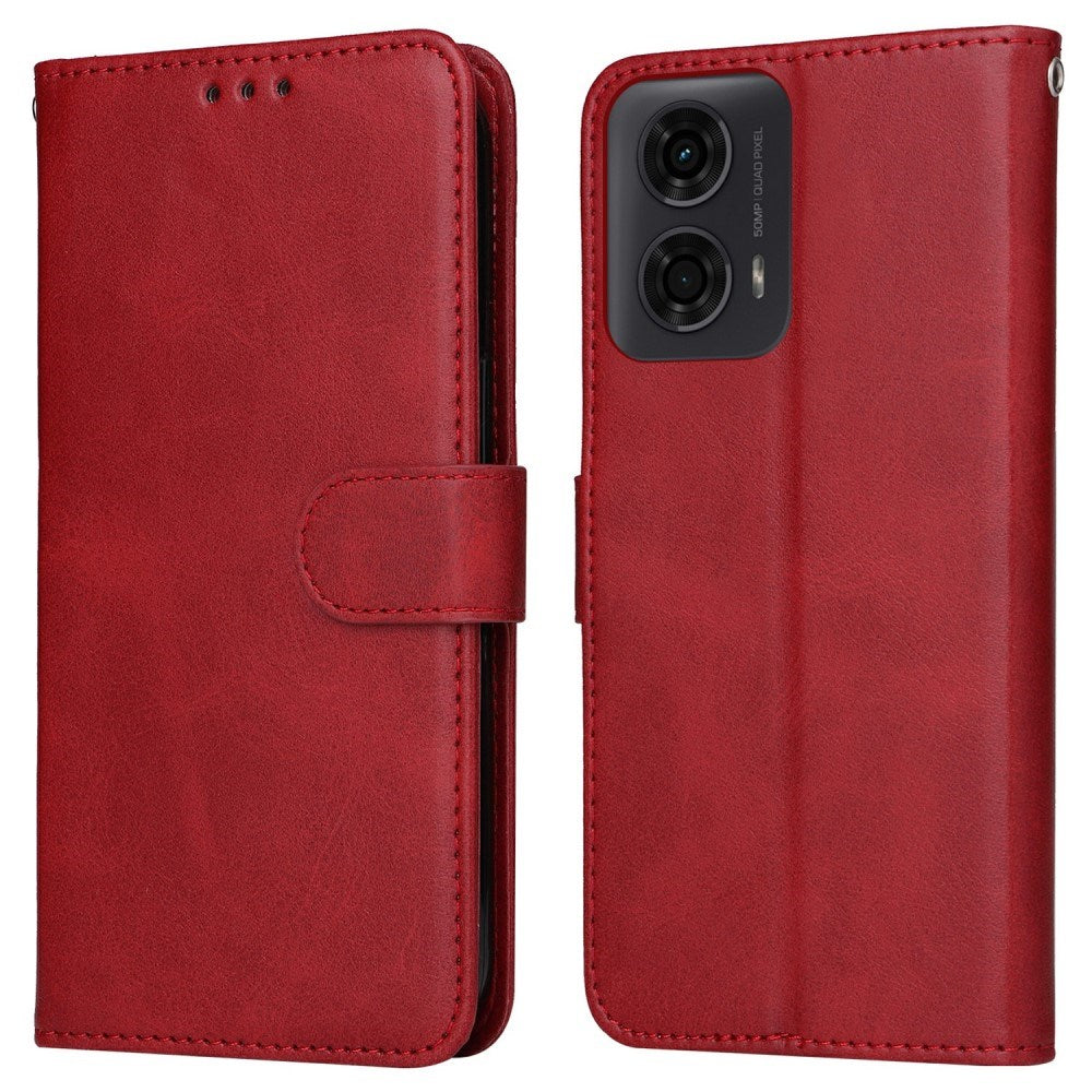 EIDERWOOD Motorola Moto E14 (4G) / G04 (4G) / G04s (4G) / G24 (4G) Kunstlæder Flip Cover m. Strop - Rød