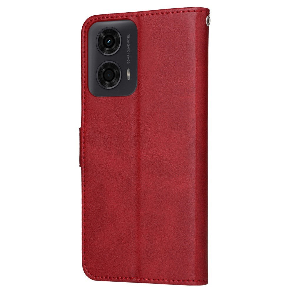EIDERWOOD Motorola Moto E14 (4G) / G04 (4G) / G04s (4G) / G24 (4G) Kunstlæder Flip Cover m. Strop - Rød