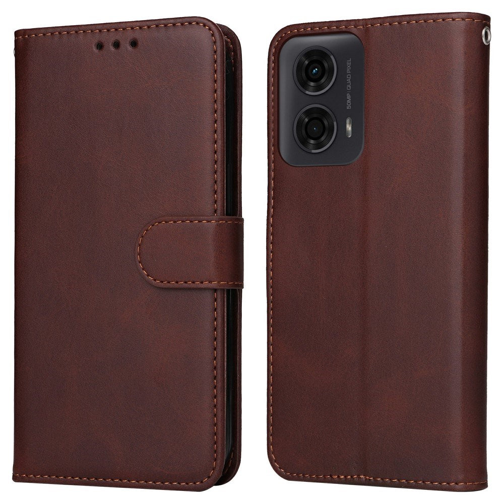 EIDERWOOD Motorola Moto E14 (4G) / G04 (4G) / G04s (4G) / G24 (4G) Kunstlæder Flip Cover m. Strop - Brun