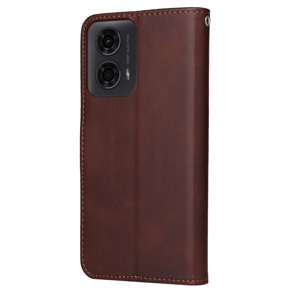 EIDERWOOD Motorola Moto E14 (4G) / G04 (4G) / G04s (4G) / G24 (4G) Kunstlæder Flip Cover m. Strop - Brun