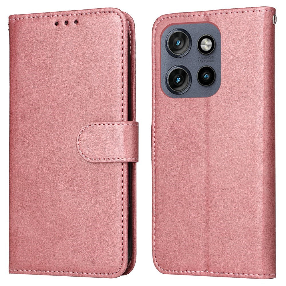 Motorola Edge 60 Neo / 50 Neo / ThinkPhone 25 EIDERWOOD Kunstlæder Flip Cover m. Strop - Lyserød