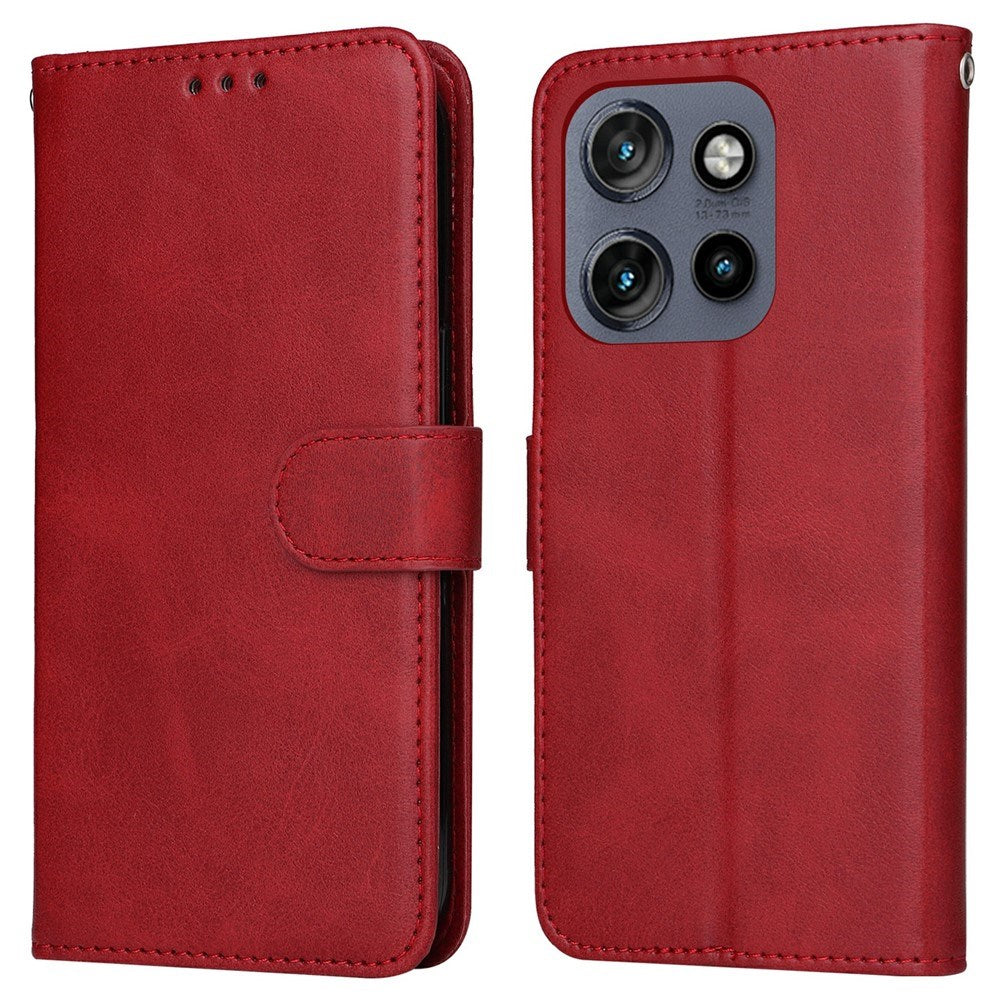 Motorola Edge 60 Neo / 50 Neo / ThinkPhone 25 EIDERWOOD Kunstlæder Flip Cover m. Strop - Rød