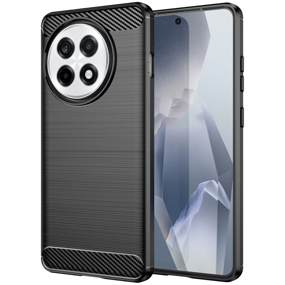 EIDERWOOD OnePlus 13R Brushed Carbon Fiber Fleksibelt Plastik Cover - Sort