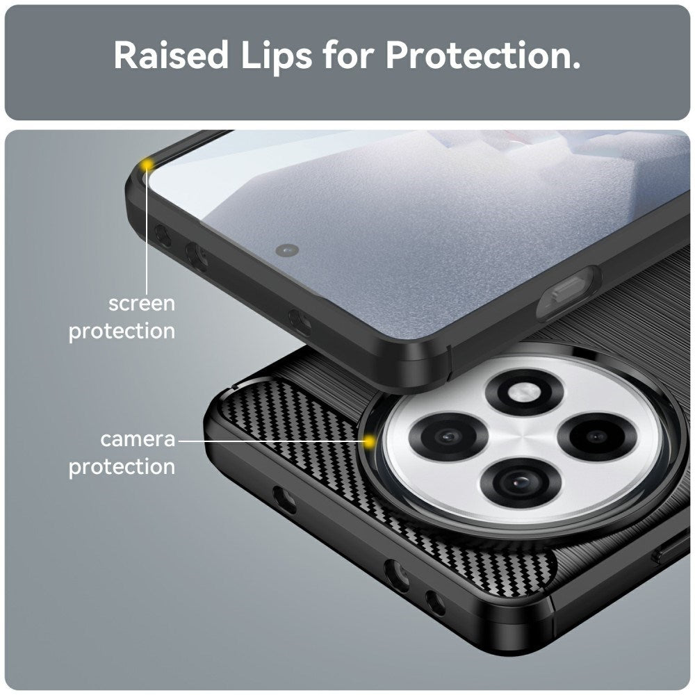 EIDERWOOD OnePlus 13R Brushed Carbon Fiber Fleksibelt Plastik Cover - Sort