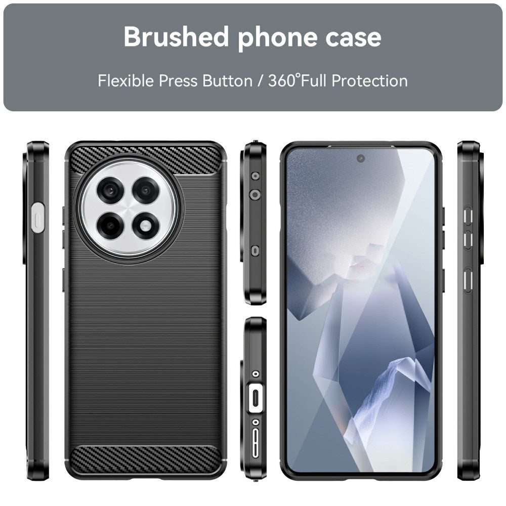 EIDERWOOD OnePlus 13R Brushed Carbon Fiber Fleksibelt Plastik Cover - Sort