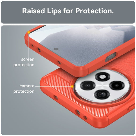 EIDERWOOD OnePlus 13R Brushed Carbon Fiber Fleksibelt Plastik Cover - Rød
