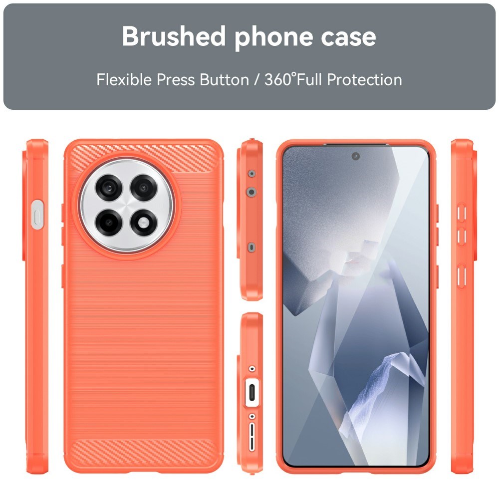 EIDERWOOD OnePlus 13R Brushed Carbon Fiber Fleksibelt Plastik Cover - Rød